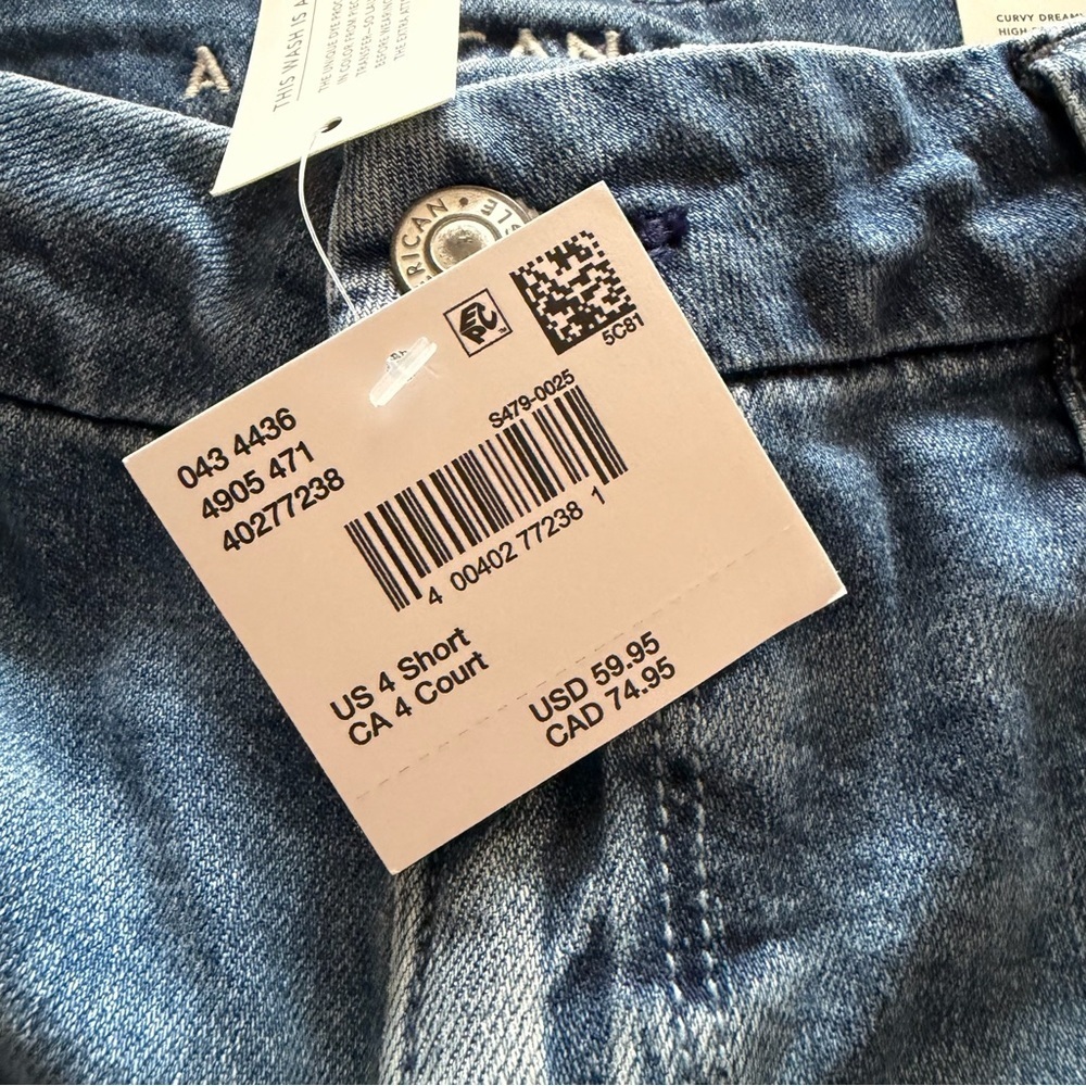 NWT, American Eagle Women’s Curvy Super High Rise Baggy Wide Leg Denim Jeans, 4S - Picture 3 of 11